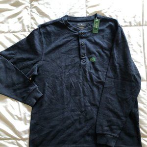 L.L. Bean Mini-Waffle Navy Henley